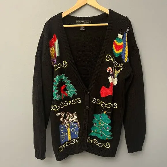 Vintage Work in Progress Christmas Cardigan - Picture 1 of 6
